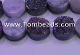 CAG8374 7.5 inches 18mm coin rainbow plated druzy agate beads