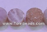 CAG8381 7.5 inches 20mm coin champagne plated druzy agate beads