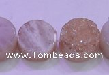 CAG8381 7.5 inches 20mm coin champagne plated druzy agate beads