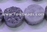 CAG8392 7.5 inches 25mm coin silver plated druzy agate beads