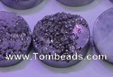 CAG8402 7.5 inches 30mm coin silver plated druzy agate beads