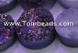 CAG8404 7.5 inches 30mm coin rainbow plated druzy agate beads