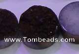 CAG8405 7.5 inches 30mm coin purple plated druzy agate beads