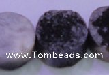 CAG8417 7.5 inches 35mm coin black plated druzy agate beads