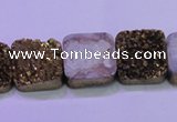 CAG8424 7.5 inches 18*18mm square gold plated druzy agate beads