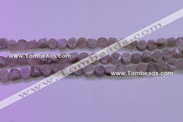 CAG8430 15.5 inches 10mm coin grey druzy agate gemstone beads