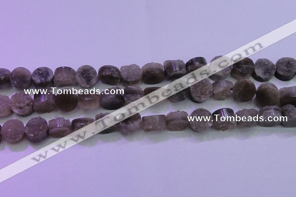 CAG8432 15.5 inches 14mm coin grey druzy agate gemstone beads