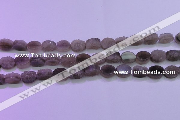 CAG8441 15.5 inches 10*14mm oval grey druzy agate gemstone beads