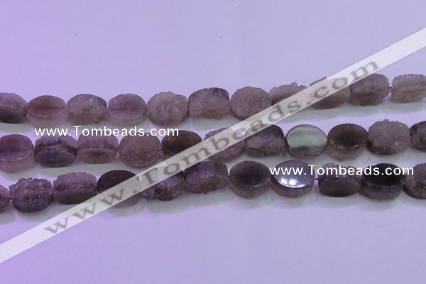 CAG8443 15.5 inches 13*18mm oval grey druzy agate gemstone beads