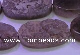 CAG8447 15.5 inches 15*30mm oval grey druzy agate gemstone beads