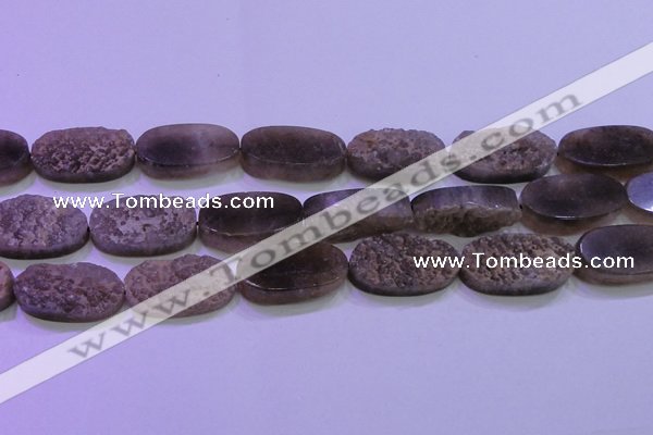 CAG8447 15.5 inches 15*30mm oval grey druzy agate gemstone beads