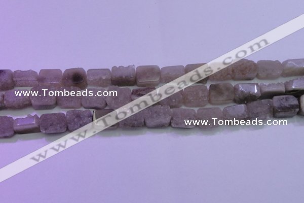 CAG8451 15.5 inches 10*14mm rectangle grey druzy agate gemstone beads