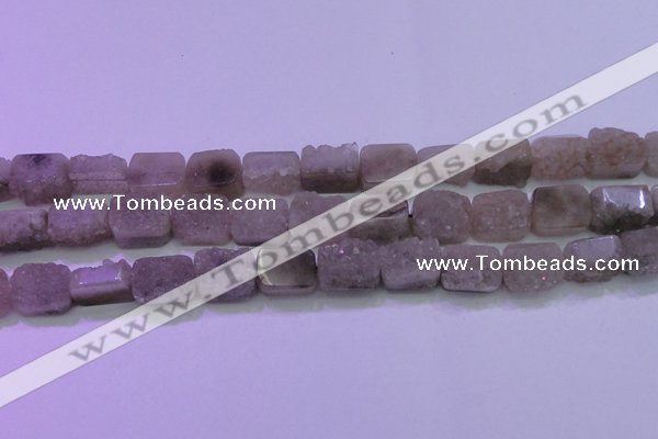 CAG8452 15.5 inches 12*16mm rectangle grey druzy agate gemstone beads