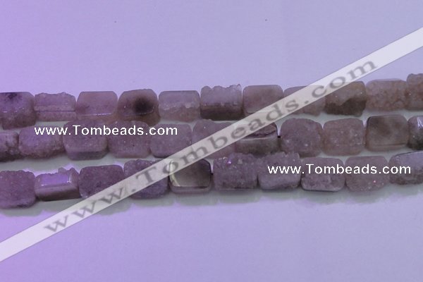 CAG8453 15.5 inches 13*18mm rectangle grey druzy agate gemstone beads