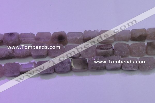 CAG8454 15.5 inches 15*20mm rectangle grey druzy agate gemstone beads