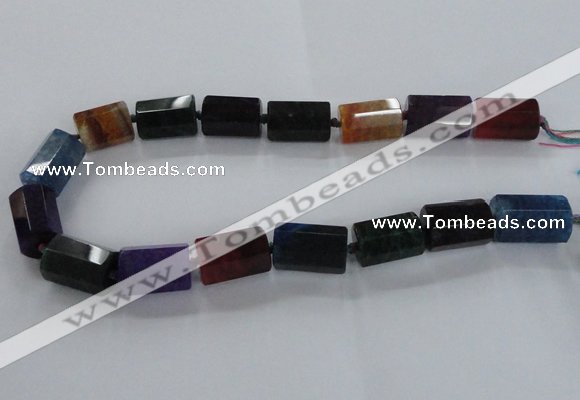 CAG8510 15*18mm - 15*22mm faceted tube dragon veins agate beads