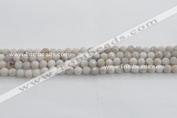 CAG8514 15.5 inches 6mm faceted round grey agate beads wholesale