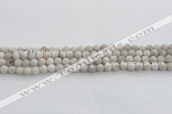 CAG8515 15.5 inches 8mm faceted round grey agate beads wholesale