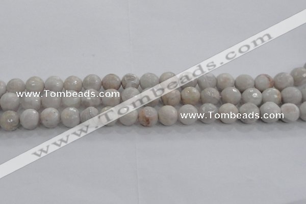 CAG8517 15.5 inches 12mm faceted round grey agate beads wholesale