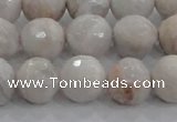 CAG8518 15.5 inches 14mm faceted round grey agate beads wholesale