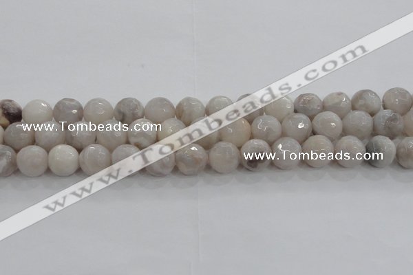 CAG8519 15.5 inches 16mm faceted round grey agate beads wholesale