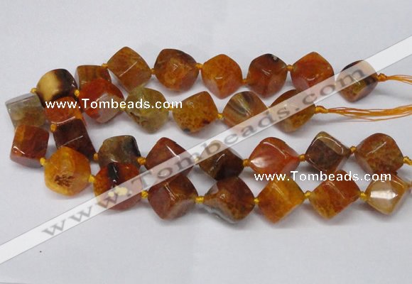 CAG8572 15.5 inches 15*16mm - 17*18mm cube dragon veins agate beads