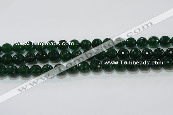 CAG8585 15.5 inches 14mm faceted round green agate gemstone beads