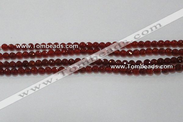 CAG8590 15.5 inches 6mm faceted round red agate gemstone beads