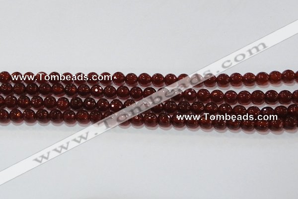 CAG8591 15.5 inches 8mm faceted round red agate gemstone beads