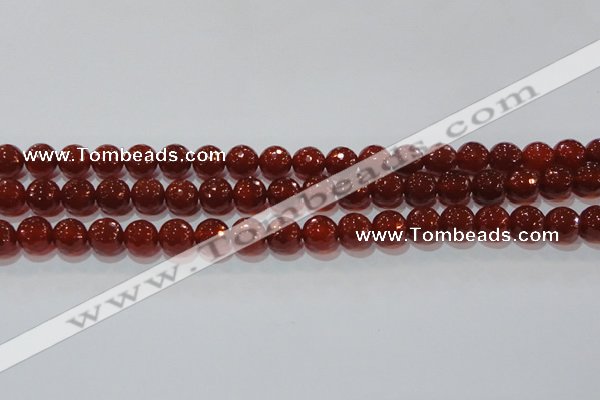 CAG8592 15.5 inches 10mm faceted round red agate gemstone beads