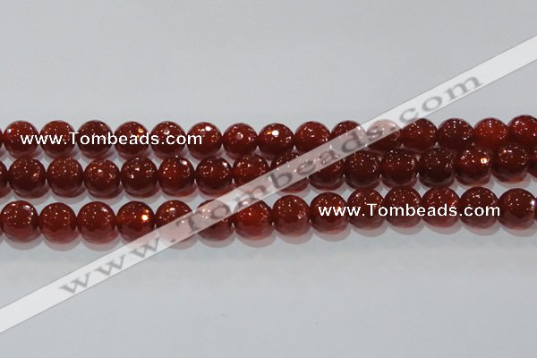 CAG8594 15.5 inches 14mm faceted round red agate gemstone beads