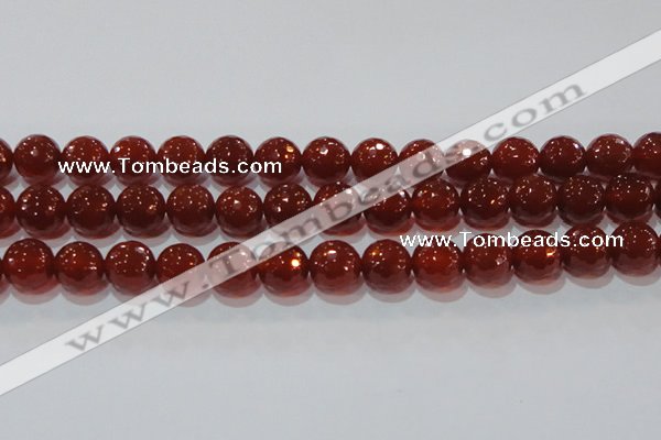 CAG8595 15.5 inches 16mm faceted round red agate gemstone beads