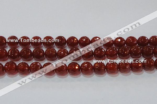 CAG8596 15.5 inches 18mm faceted round red agate gemstone beads