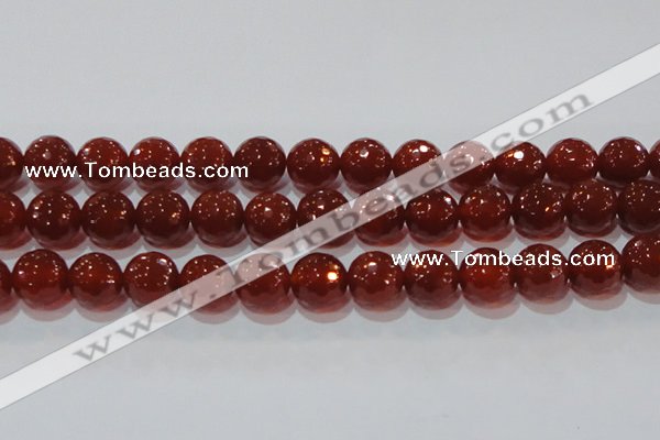 CAG8597 15.5 inches 20mm faceted round red agate gemstone beads