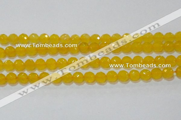 CAG8605 15.5 inches 14mm faceted round yellow agate gemstone beads