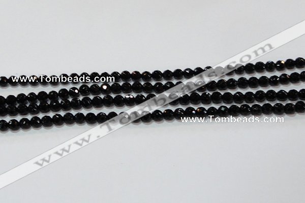 CAG8610 15.5 inches 6mm faceted round black agate gemstone beads