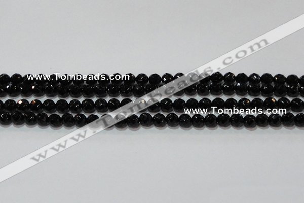 CAG8611 15.5 inches 8mm faceted round black agate gemstone beads