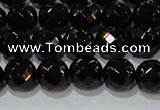 CAG8612 15.5 inches 10mm faceted round black agate gemstone beads