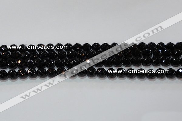 CAG8612 15.5 inches 10mm faceted round black agate gemstone beads