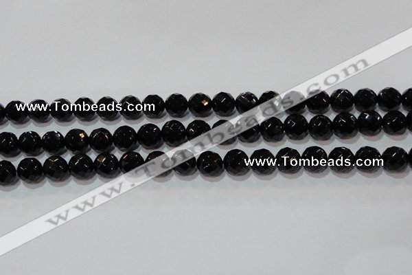 CAG8613 15.5 inches 12mm faceted round black agate gemstone beads