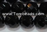 CAG8616 15.5 inches 18mm faceted round black agate gemstone beads