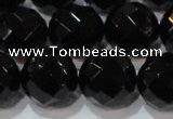 CAG8617 15.5 inches 20mm faceted round black agate gemstone beads