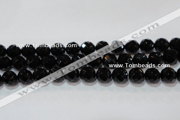 CAG8617 15.5 inches 20mm faceted round black agate gemstone beads