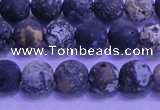 CAG8651 15.5 inches 6mm round matte blue ocean agate beads