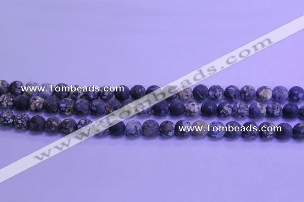 CAG8651 15.5 inches 6mm round matte blue ocean agate beads