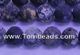 CAG8652 15.5 inches 8mm round matte blue ocean agate beads