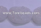 CAG8665 7.5 inches 22*30mm freeform white plated druzy agate beads