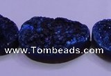 CAG8669 7.5 inches 22*30mm freeform blue plated druzy agate beads