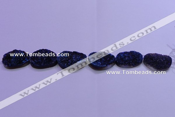 CAG8669 7.5 inches 22*30mm freeform blue plated druzy agate beads