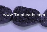 CAG8670 7.5 inches 22*30mm freeform black plated druzy agate beads